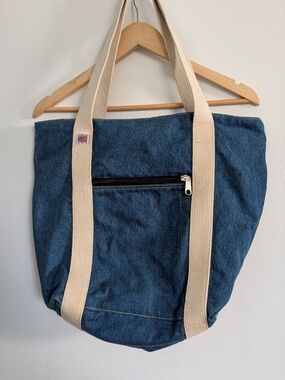 Denim Tote with Cream Straps - Classic Everyday Carry